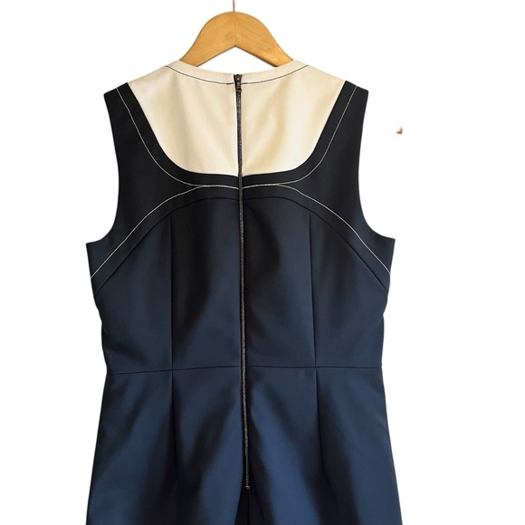 Judith & Charles navy & white sheath dress knee length Sz 8 excellent condition - Picture 7 of 13